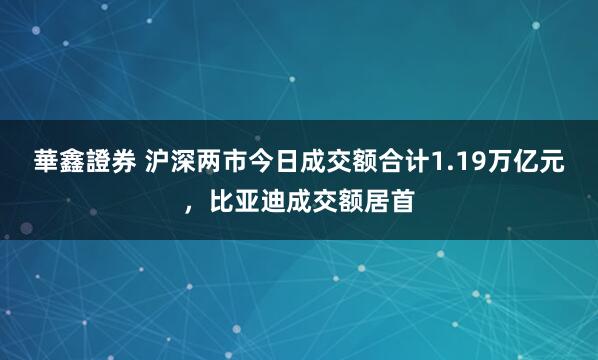 華鑫證券 沪深两市今日成交额合计1.19万亿元，比亚迪成交额居首